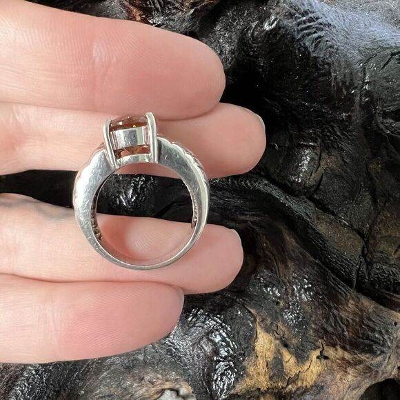 Vintage Clyde Duneier 5.21 ct Oval Checkerboard Cut Citrine Ring Size 7.5 925 - Picture 11 of 15